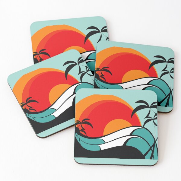 Item preview, Tropical Sunset with Layered Colorful Palm Silhouettes" designed and sold by Johnnies.