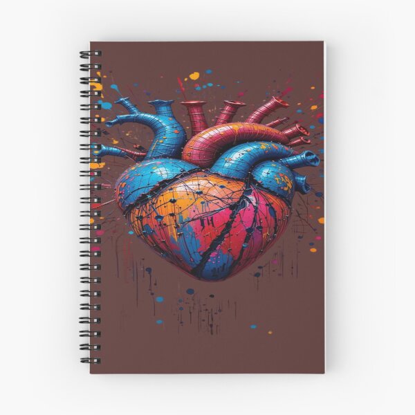 Item preview, The Heart Bursting with Colors and Emotions, Artistic Anatomical Heart - 3D Art with Multicolored Paint Splashes and Cracks designed and sold by RAYBIL.