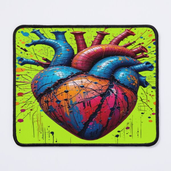 Item preview, The Heart Bursting with Colors and Emotions, Artistic Anatomical Heart - 3D Art with Multicolored Paint Splashes and Cracks designed and sold by RAYBIL.