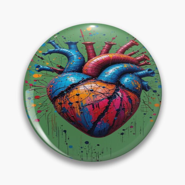 Item preview, The Heart Bursting with Colors and Emotions, Artistic Anatomical Heart - 3D Art with Multicolored Paint Splashes and Cracks designed and sold by RAYBIL.