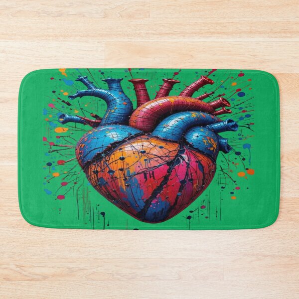 Item preview, The Heart Bursting with Colors and Emotions, Artistic Anatomical Heart - 3D Art with Multicolored Paint Splashes and Cracks designed and sold by RAYBIL.