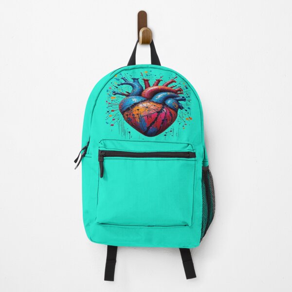 Item preview, The Heart Bursting with Colors and Emotions, Artistic Anatomical Heart - 3D Art with Multicolored Paint Splashes and Cracks designed and sold by RAYBIL.
