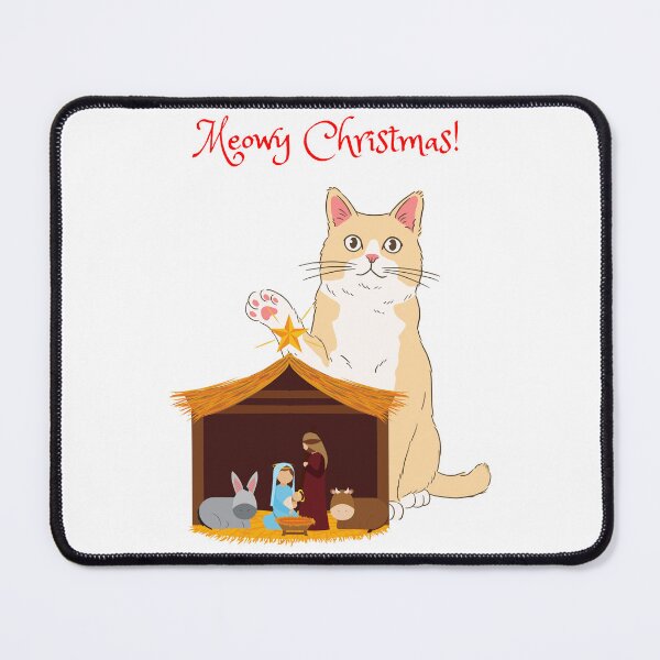 Item preview, Meowy Christmas Orange Cat with Christian Nativity Set designed and sold by MYCatStuff.