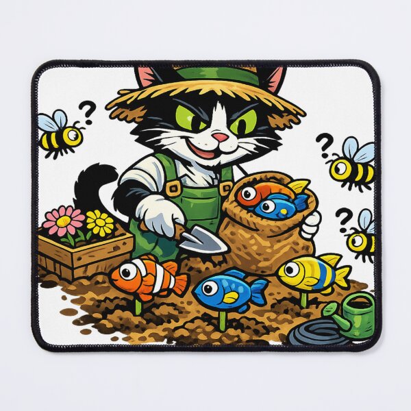 Item preview, Gardener cat with bees and flowers designed and sold by NorthPeak Studio.