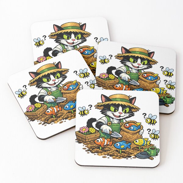 Item preview, Gardener cat with bees and flowers designed and sold by NorthPeak Studio.