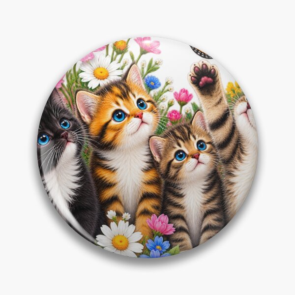Item preview, Cute Kittens & Colorful Flowers Butterfly T-Shirt – Adorable Cat Lover Design | Floral Kitten Gift | Spring & Summer Cat Graphic Tee designed and sold by TeehMeow.