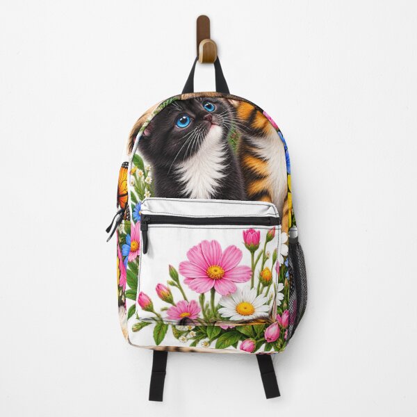 Item preview, Cute Kittens & Colorful Flowers Butterfly T-Shirt – Adorable Cat Lover Design | Floral Kitten Gift | Spring & Summer Cat Graphic Tee designed and sold by TeehMeow.