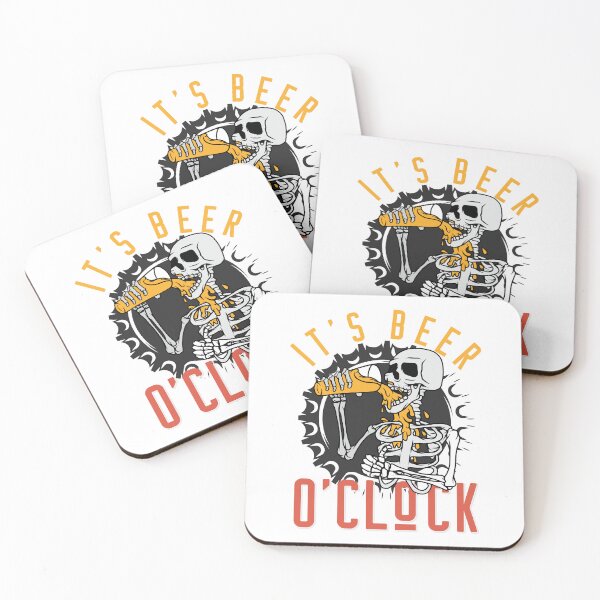 Item preview, It's Beer O'Clock Funny Drinking Skeleton Bottle Cap Graphic designed and sold by heedooppod.
