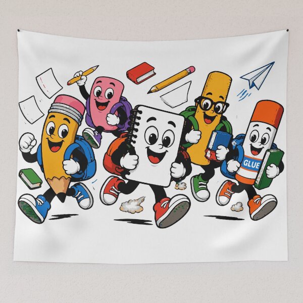 Aperçu de l'œuvre Running Late School Supplies Funny Back to School Crew T-shirt Sticker créée et vendue par Sunday.Supply.