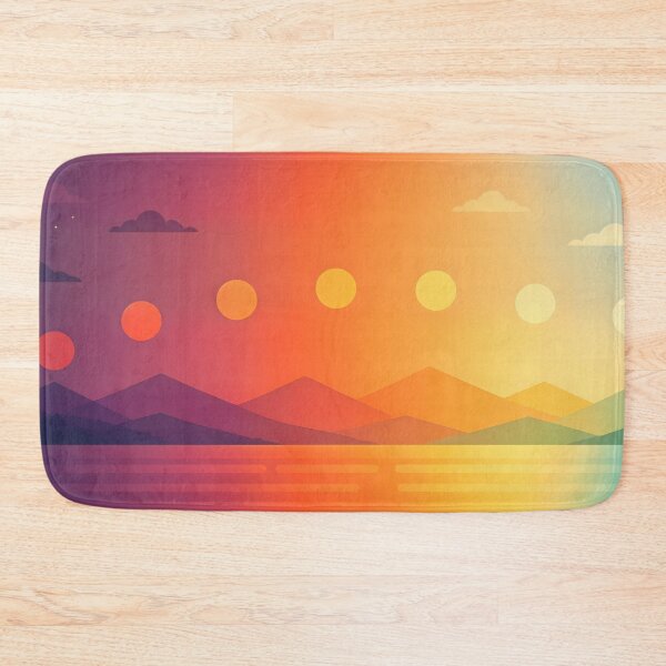Item preview, Modern Retro Rainbow Sunset Lake – Colorful Mountain Landscape designed and sold by ZanyPaintbrush.