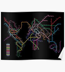 Póster Mapa mundial del metro