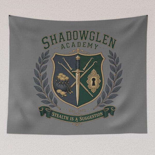Item preview, Shadowglen Academy - Rogue Thieves Guild Varsity DND RPG Meme designed and sold by Dice_Goblin_Studio.
