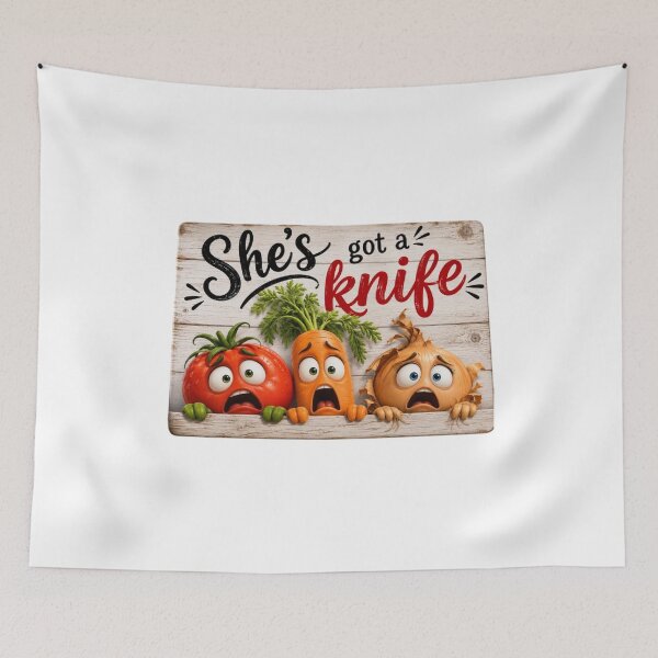 Item preview, She’s Got a Knife Funny Kitchen Vegetables designed and sold by roartusa.