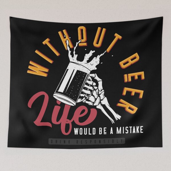 Item preview, Without Beer Life Would Be A Mistake Skeleton Hand Beer Mug Graphic designed and sold by heedooppod.