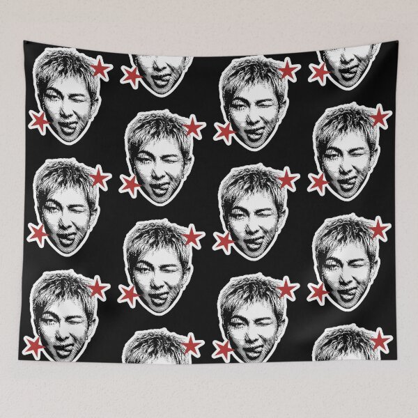 Item preview, BTS RM Red Stars Halftone Portrait designed and sold by camronrufuh.