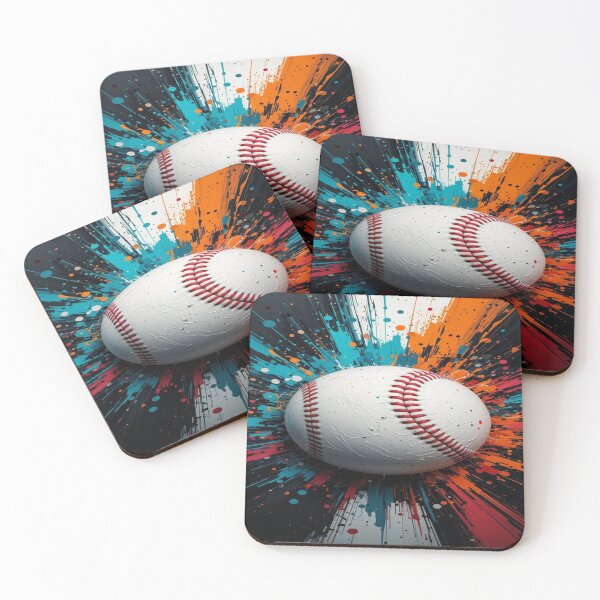 Item preview, The Explosive Impact of Baseball, Dynamic Baseball - Sports Art with Multicolored Paint Splashes designed and sold by RAYBIL.
