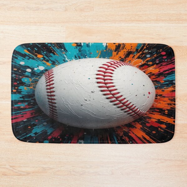 Item preview, The Explosive Impact of Baseball, Dynamic Baseball - Sports Art with Multicolored Paint Splashes designed and sold by RAYBIL.