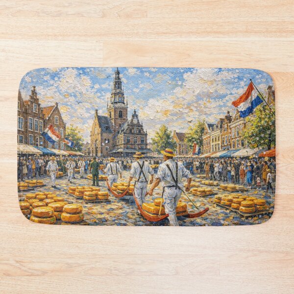 Item preview, Cheese Market Alkmaar painting, the Netherlands – A Beautiful city in Europe. designed and sold by GalleryKauffeld.