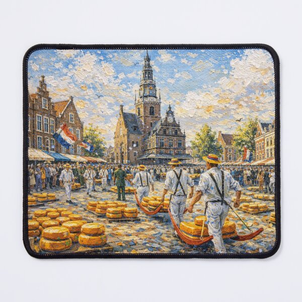 Item preview, Cheese Market Alkmaar painting, the Netherlands – A Beautiful city in Europe. designed and sold by GalleryKauffeld.