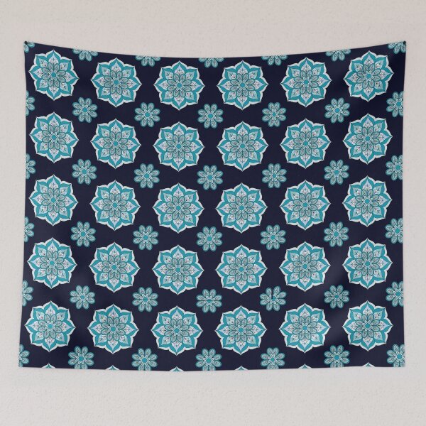 Item preview, Turquoise Thai Lotus Floral Pattern designed and sold by Mousy17.