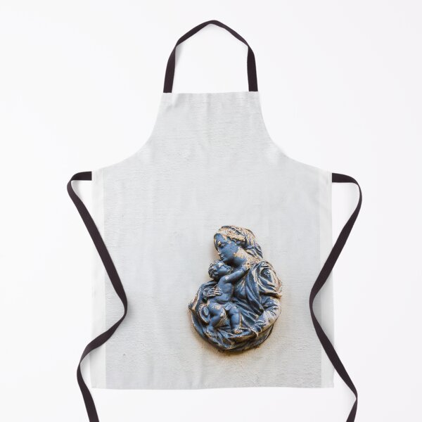 Item preview, Blue Madonna and Child Wall Relief Sculpture of Mother and Baby on White Stucco Wall designed and sold by Nmallia.