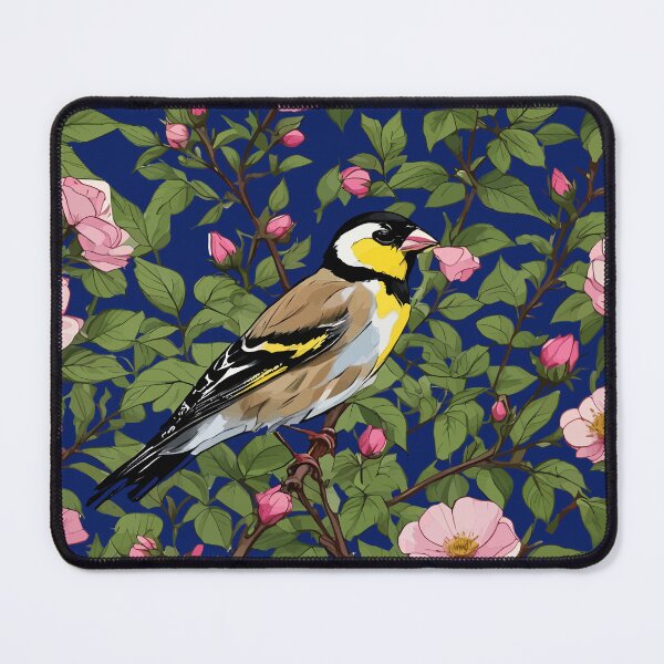 Item preview, An Eastern Goldfinch Amongst Pink Colored Wild Roses designed and sold by taiche.