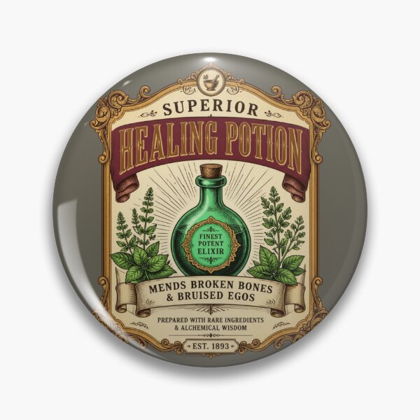 Item preview, Superior Healing Potion - Vintage Apothecary Label RPG Meme designed and sold by Dice_Goblin_Studio.
