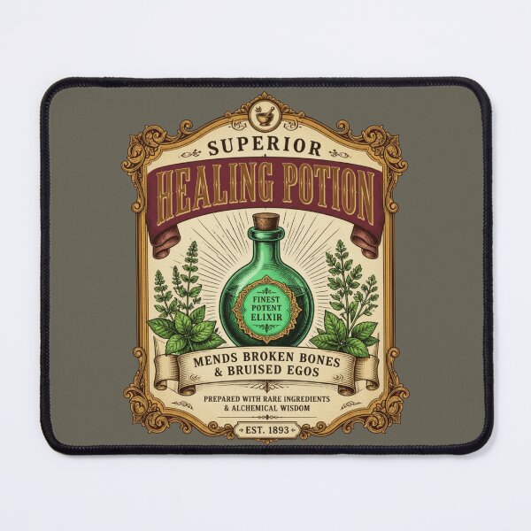 Item preview, Superior Healing Potion - Vintage Apothecary Label RPG Meme designed and sold by Dice_Goblin_Studio.