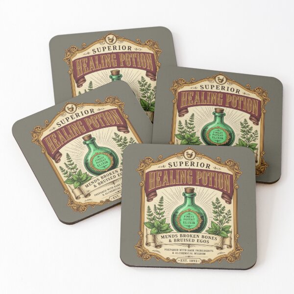 Item preview, Superior Healing Potion - Vintage Apothecary Label RPG Meme designed and sold by Dice_Goblin_Studio.