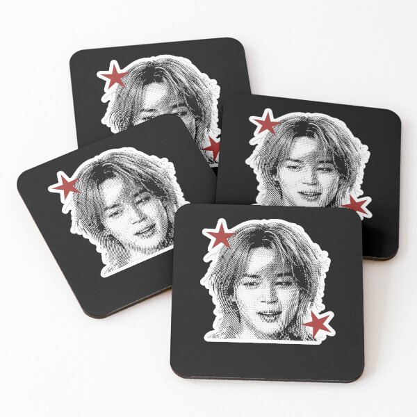 Artikelvorschau, BTS Jimin Red Stars Halbtonporträt entworfen und verkauft von camronrufuh.
