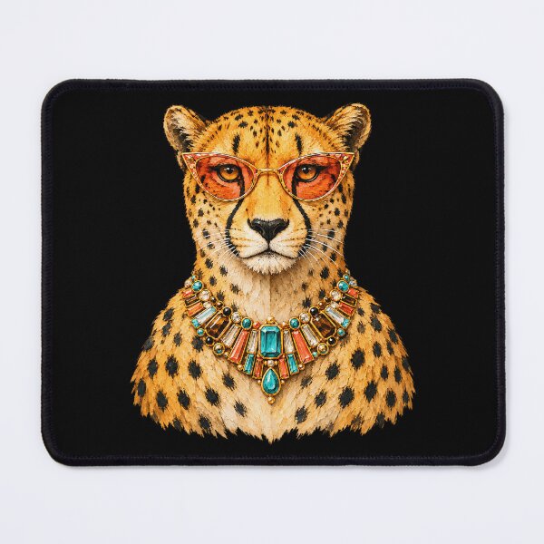 Item preview, Glamorous Cheetah with Jeweled Necklace and Retro Sunglasses - Big Cat designed and sold by sportfantees.