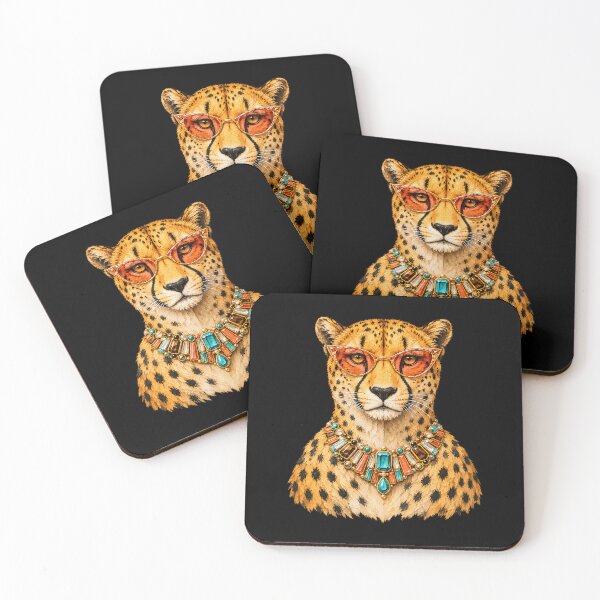Item preview, Glamorous Cheetah with Jeweled Necklace and Retro Sunglasses - Big Cat designed and sold by sportfantees.