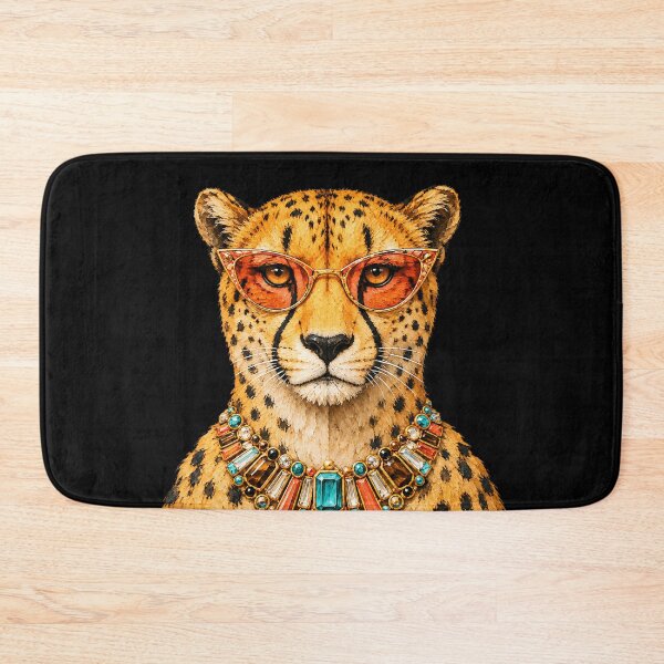 Item preview, Glamorous Cheetah with Jeweled Necklace and Retro Sunglasses - Big Cat designed and sold by sportfantees.