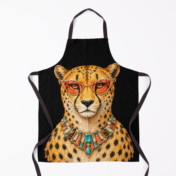 Item preview, Glamorous Cheetah with Jeweled Necklace and Retro Sunglasses - Big Cat designed and sold by sportfantees.