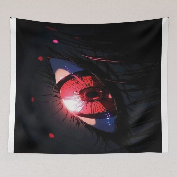 Item preview, The Gaze That Pierces the Darkness, Red Anime - Dramatic Digital Art with Luminous Iris and Light Effects designed and sold by RAYBIL.
