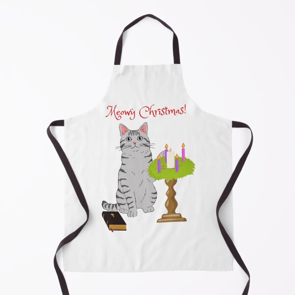 Item preview, Meowy Christmas Gray Cat with Christian Advent Wreath designed and sold by MYCatStuff.