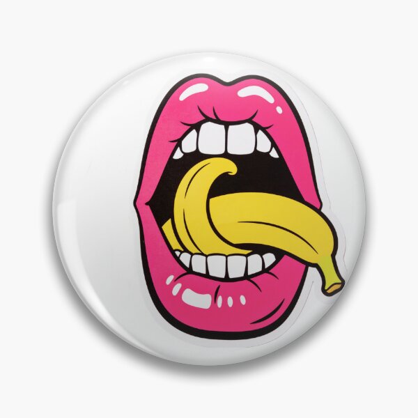 Item preview, Pop Art Pink Lips Licking Yellow Banana Illustration designed and sold by OksArtStudio.