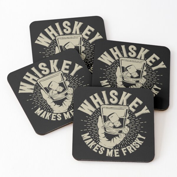 Item preview, Whiskey Makes Me Frisky Hand Holding Glass On The Rocks Vintage Graphic designed and sold by heedooppod.