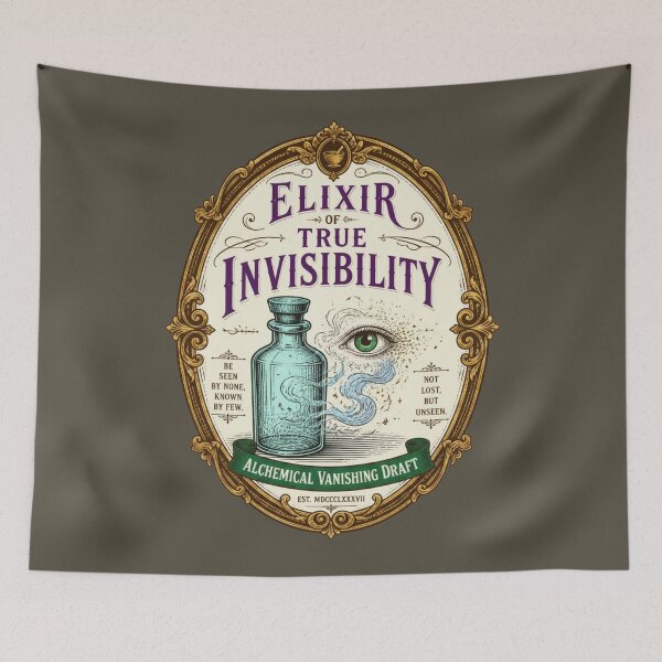 Item preview, Elixir of True Invisibility - Vintage Apothecary Label RPG Meme designed and sold by Dice_Goblin_Studio.