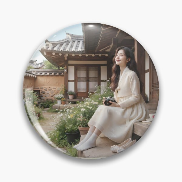 Item preview, Bukchon Hanok Serenity: Innocent Korean Girl with Film Camera & Modern Hanbok designed and sold by SOOstudio73.