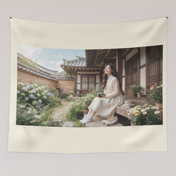 Item preview, Bukchon Hanok Serenity: Innocent Korean Girl with Film Camera & Modern Hanbok designed and sold by SOOstudio73.