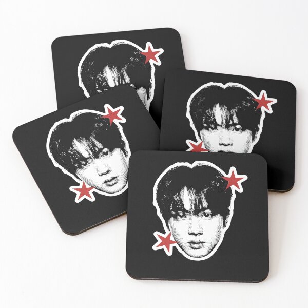 Artikelvorschau, BTS Jin Red Stars Halbtonporträt entworfen und verkauft von camronrufuh.