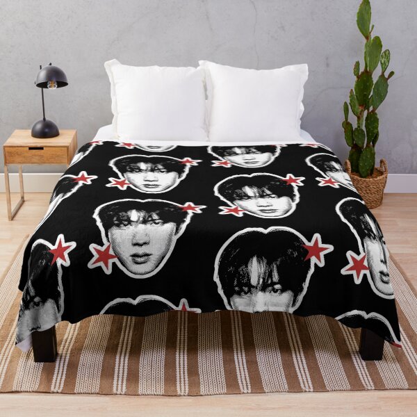 Item preview, BTS Jin Red Stars Halftone Portrait designed and sold by camronrufuh.