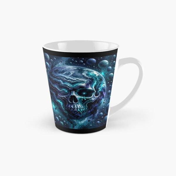 Item preview, Cosmic Skull Planet Deep Blue Turquoise Space Watercolor Art designed and sold by LujziWorld.
