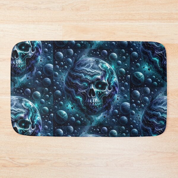 Item preview, Cosmic Skull Planet Deep Blue Turquoise Space Watercolor Art designed and sold by LujziWorld.