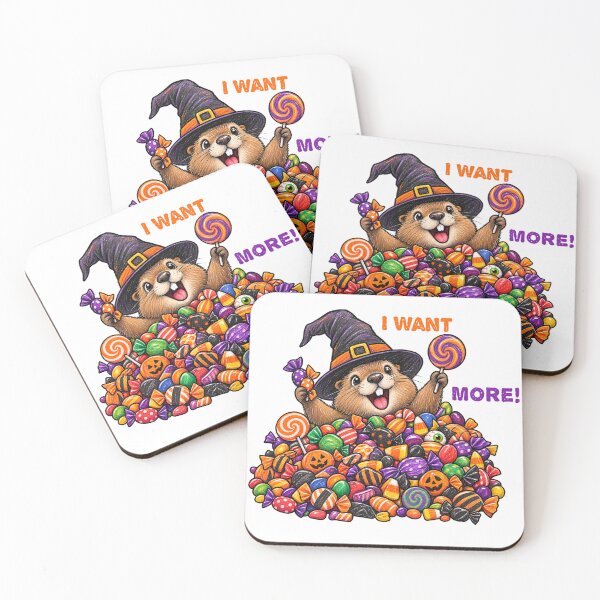 Item preview, I Want More – Cute Groundhog Halloween Candy Design designed and sold by Buli89.