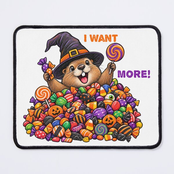 Item preview, I Want More – Cute Groundhog Halloween Candy Design designed and sold by Buli89.