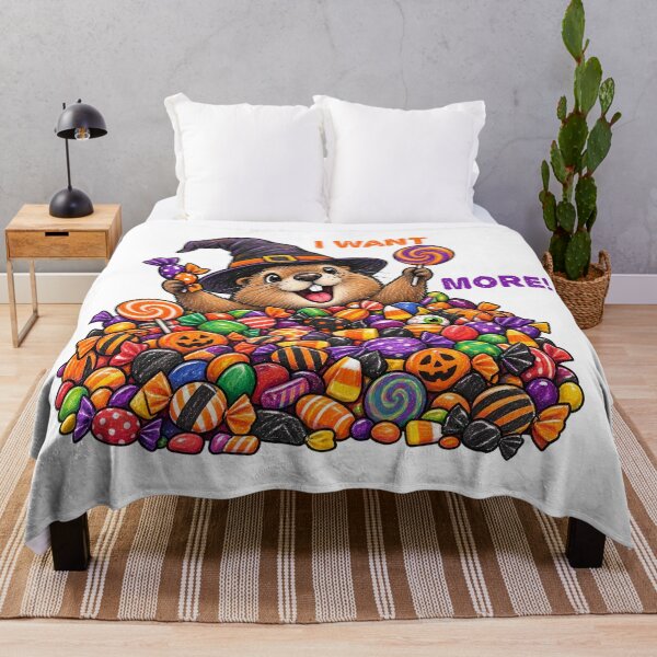 Item preview, I Want More – Cute Groundhog Halloween Candy Design designed and sold by Buli89.