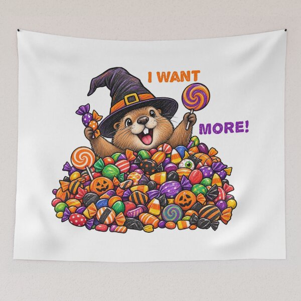 Item preview, I Want More – Cute Groundhog Halloween Candy Design designed and sold by Buli89.