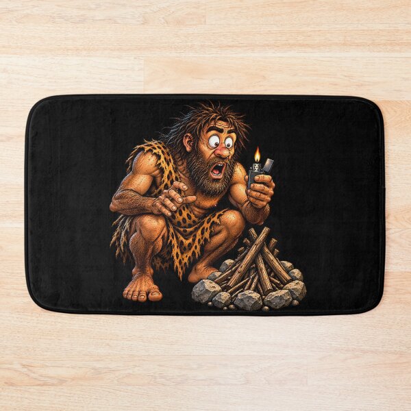 Item preview, Funny Caveman Discovers Lighter – Shocked Stone Age Reaction designed and sold by Synth Seduction.